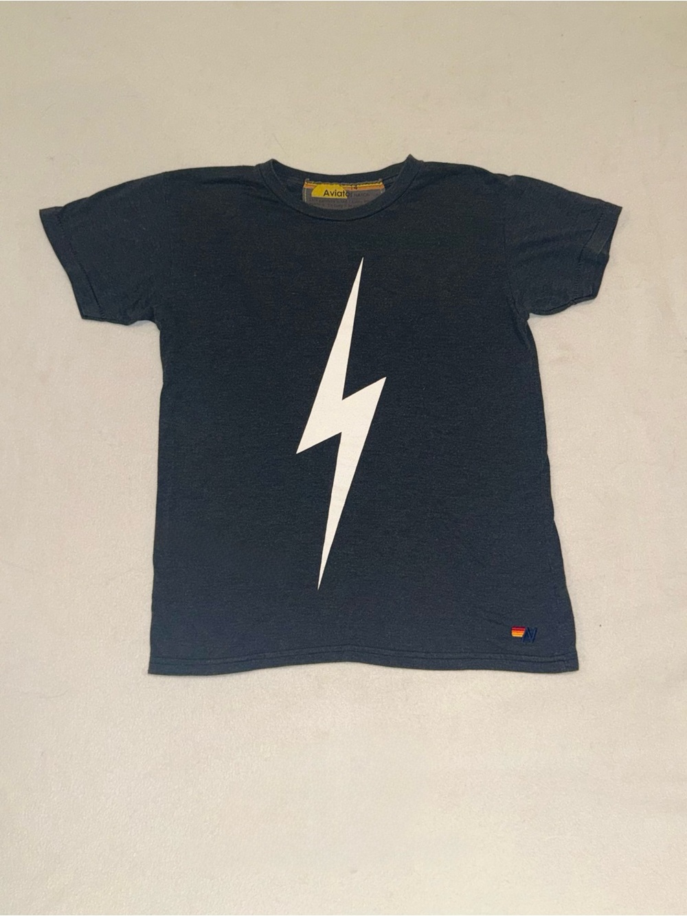 Aviator Nation Navy Tee with White Lightning Bolt